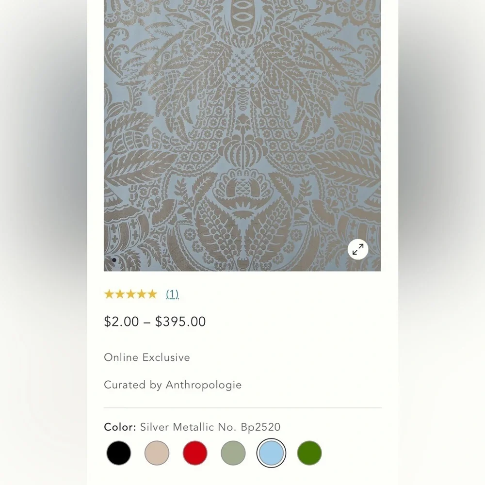 Anthropologie Farrow & Ball Orangerie Wallpaper NWT